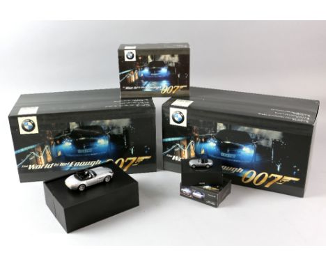 James Bond- BMW Die cast models including BMW Z8 Scale 1:18 x 2, BMW Z8 Scale 1:43 x 2, & BMW Z8 1:87 x 2, all boxed (6)