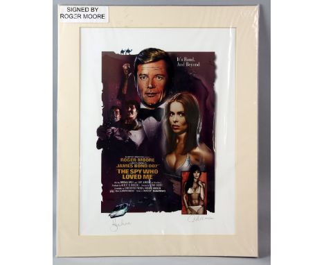 James Bond - Limited edition print by Geoff Marshall, hand signed by Roger Moore & Geoff Marshall, numbered 455/1500, The Spy