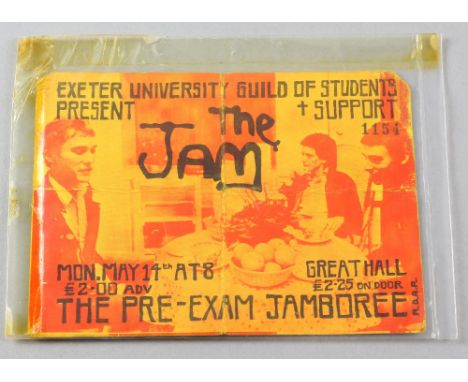 The Jam - Original ticket for their gig at Exeter University in the Great Hall signed on the reverse by Paul Weller, Bruce Fo
