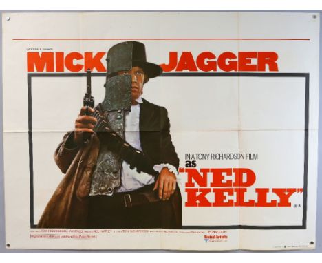 Ned Kelly (1970) British Quad film poster, starring Mick Jagger of The Rolling Stones, folded, 30 x 40 inches