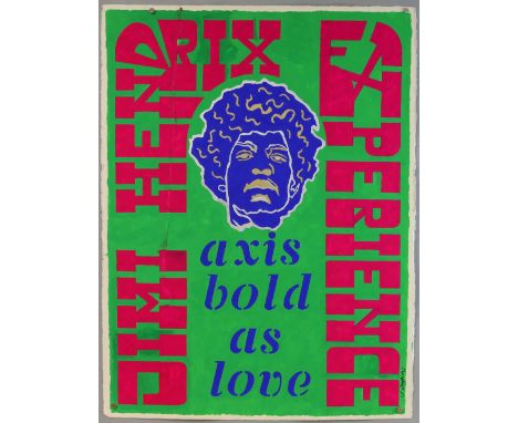 Jimi Hendrix Experience 'Axis Bold as Love' - Original painted artwork by John Judkins, signed, flat, 23 x 30 inchesProvenanc