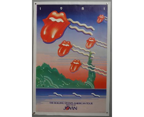 Rolling Stones American Tour Presented by Jovan (1981) Promotional Poster, linen backed, 23 X 36 inches