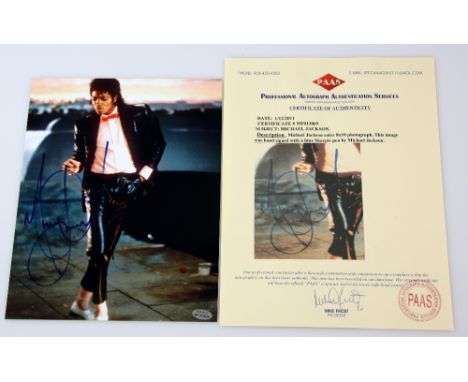 Michael Jackson - Signed 10 x 8 inch colour photograph.Provenance: With certificate of authenticity, hologram and signed.