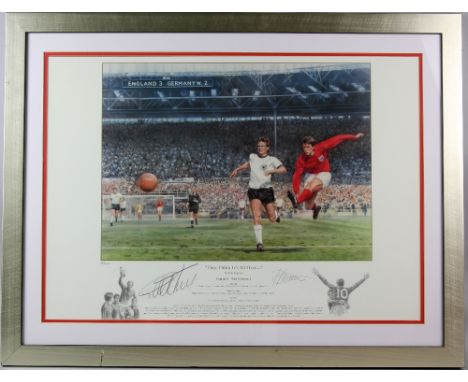 England Football - 'They Think It's All Over' Limited edition print, 382/500 signed by the artist Ron Highton & Geoff Hurst, 