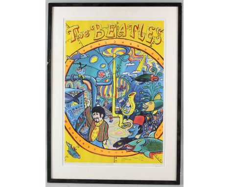 The Beatles - Yellow Submarine limited edition print by Stephen Templer, 6/120 AP, signed by George Martin, 16 x 23 inches