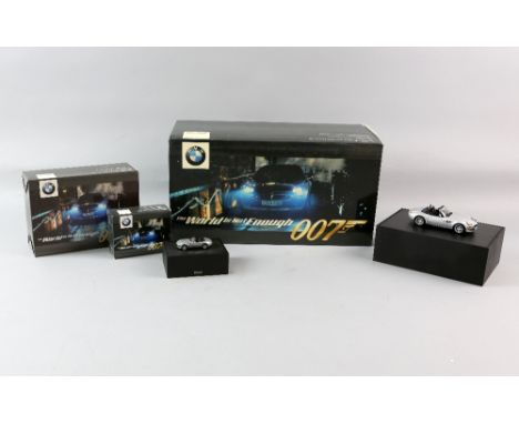 James Bond- BMW Die cast models including BMW Z8 Scale 1:18, BMW Z8 Scale 1:43 x 2, & BMW Z8 1:87 x 2, all boxed (5)