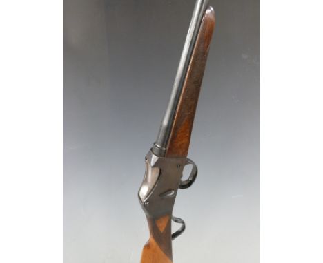 Belgian .410 Martini action single barrelled shotgun with chequered grip and forend, storage compartment to the chequered but