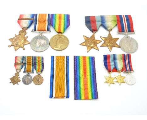 British Army WWI and WWII medal trios awarded to Lieutenant V E Inglefield East Yorkshire Regiment, comprising 1914 (Mons) St