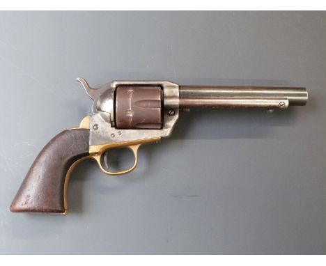 Adler Model 1873 blank firing six-shot Colt replica single action revolver with shaped wooden grips, brass trigger guard and 