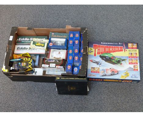 Thirty-two Oxford Diecast, Matchbox, Scalextric Atlas Editions and similar diecast model vehicles including Eddie Stobart, Th