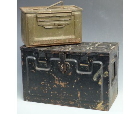 WWII c206 ammunition box dated 1940 together with a US military ammunition box marked Cal .50 M2