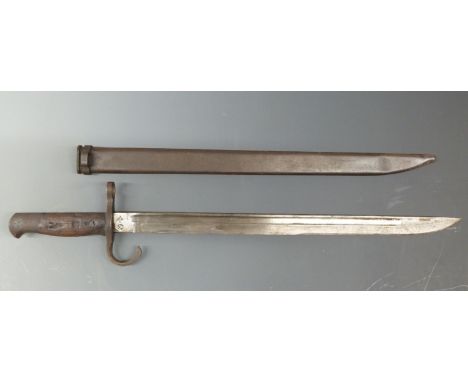 Japan 1897 type 30 bayonet, stamped to 40cm blade complete with metal scabbard