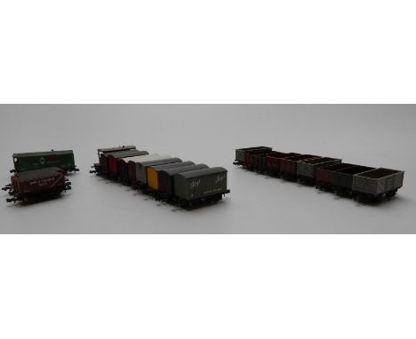 Twenty-three Graham Farish and Lima N gauge wagons and vans