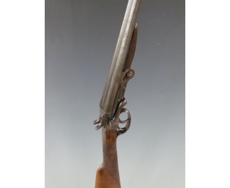 Belgian .410 side by side hammer action folding shotgun with chequered grip and forend, double trigger and 27.5 inch barrels,