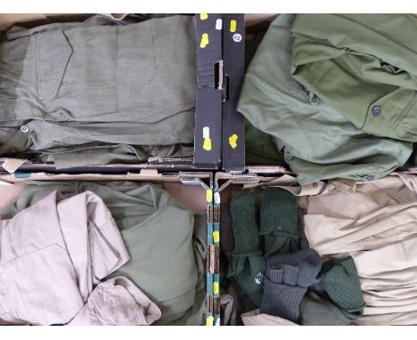 British Army collection of shirts, trousers and socks, including No2 dress and combat shirts, 2 pairs of 1960 pattern combat 