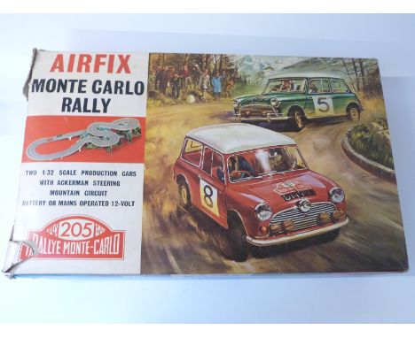 Airfix Monte Carlo Rally 205 1:32 scale Scalextric style slot-car set with Ackerman steering, mountain circuit and two Mini C