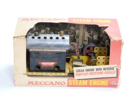 Meccano stationary live steam engine with reverse, in original box.&nbsp;