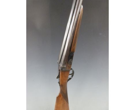 Zabala LP71 12 bore side by side ejector shotgun with engraved lock, underside and top plate, chequered grip and forend, doub