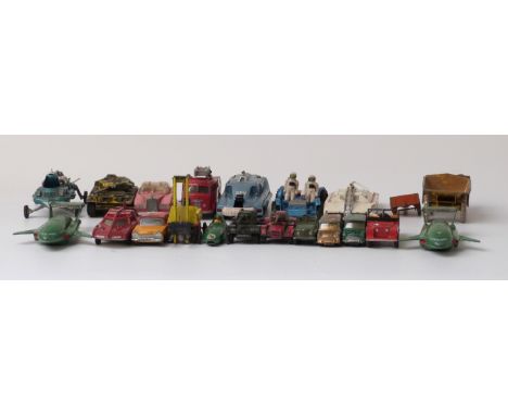 Twenty-one Dinky Toys diecast model vehicles including Joe 90 Spectrum Patrol Car, Spectrum Persuit Vehicle, Thunderbirds, Pl