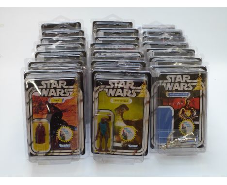 Twenty-one Kenner Star Wars figures, all with reproduction cards and protective display boxes&nbsp;