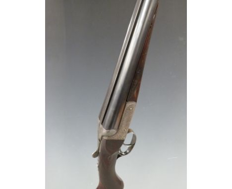 Charles Boswell 12 bore side by side shotgun with named locks, all over fine scrolling engraving, chequered semi-pistol grip 