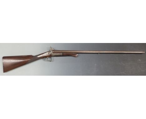 William Rigby of Dublin 16 bore pinfire hammer action shotgun with ornate engraving to the lock, stylised hammers, top plate 
