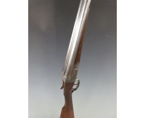 BSA 12 bore side by side shotgun with named lock, double trigger, raised ball sight and 30 inch barrels, overall length 118.5