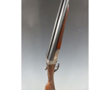 Masters 12 bore side by side shotgun with chequered grip and forend, double trigger and 28 inch barrels, serial number 129378