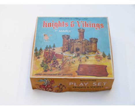 Marx Knights &amp; Vikings hand decorated miniature play set, in original box