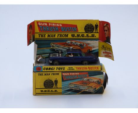 Corgi Toys diecast model The Man From UNCLE Thrush Buster 497, in original box with display stand and Waverly ring