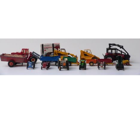 Eighteen Britains, Corgi, ERTL and similar diecast model agricultural vehicles and farm implements including Fordson, McCormi
