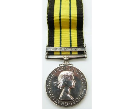 Elizabeth II British Army Africa General Service Medal with Kenya clasp named to 22638764 Pvt P Collins K.O.Y.L.I