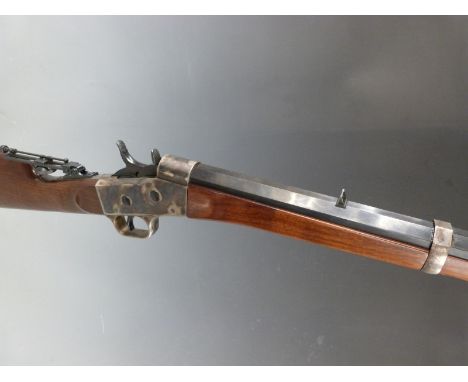 Pedersoli Sharps Creedmore Remington style .45-70 rolling block target rifle with folding long range target peep sight, steel