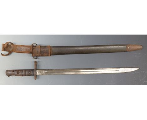 United States of America M1917 bayonet stamped Remington to 43cm blade, complete with scabbard and frog