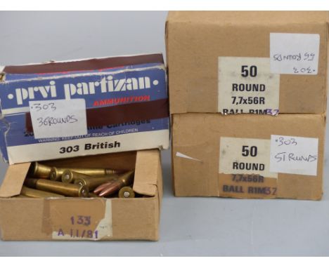 One-hundred-and-seventy-three .303 British rifle cartridges. PLEASE NOTE THAT A VALID RELEVANT FIREARMS/SHOTGUN CERTIFICATE I