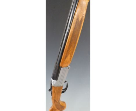 Investarm 20 bore over and under folding shotgun with chequered semi-pistol grip and forend, single trigger, named lock, vent