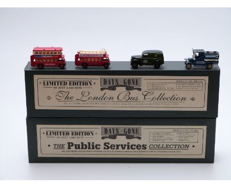 Two Lledo Days Gone 1:43 scale limited edition diecast model vehicle sets The London Bus Collection BC1006 and The Public Ser