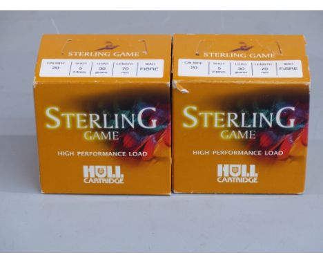 Fifty Hull Sterling Game 20 gauge shotgun cartridges, in two original boxes.  PLEASE NOTE THAT A VALID RELEVANT FIREARMS/SHOT