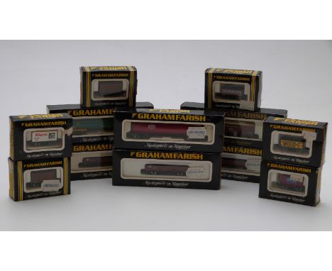 Twelve Graham Farish N gauge wagons and tankers, all in original boxes