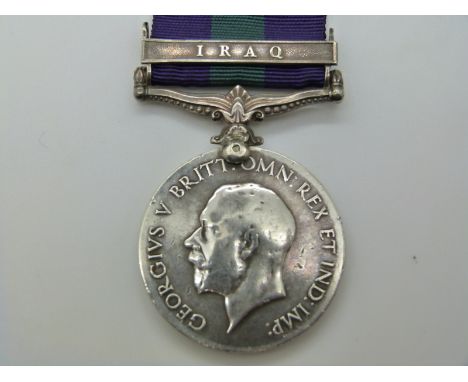 George V British Army General Service Medal with Iraq clasp named to 69220 Pte G Denton K.O.Y.L.I