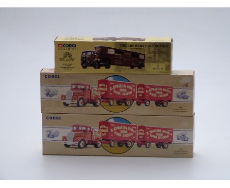 Three Corgi Road Transport and The Brewery Collection diecast model vehicles, two R Edwards &amp; Sons Amusements Scammell Hi
