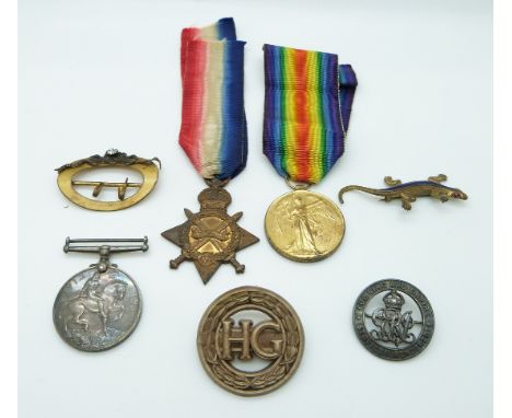 British Army WWI medal group comprising 1914/1915 Star, War Medal and Victory Medal named to 4483 Pte. R Stirling 2/London Re