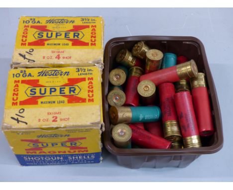 Seventy-nine 10 bore shotgun cartridges, some in original boxes. PLEASE NOTE THAT A VALID RELEVANT FIREARMS/SHOTGUN CERTIFICA