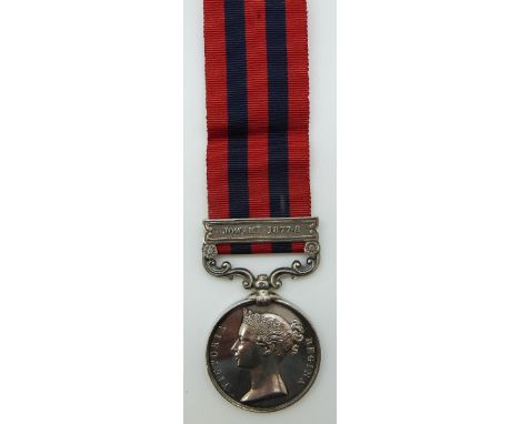 British Army Indian General Service Medal with Jowaki clasp named to 2859 Pte Chas Riley 51st Foot&nbsp;