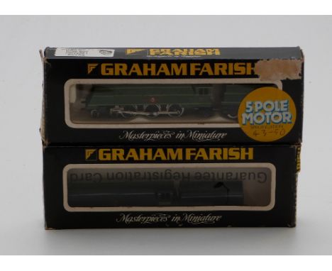 Two Graham Farish N gauge 4-6-2 Merchant Navy Class locomotives BR Chanel Packet 35001 and SR 21C17, both in boxes