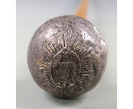 A hallmarked silver topped military swagger stick&nbsp;