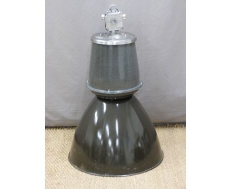Large vintage industrial lamp with polished aluminium fittings, H85cm&nbsp;