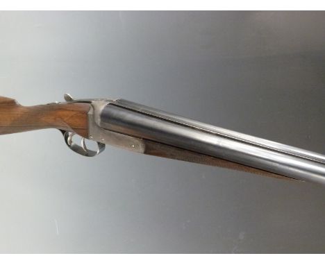 Lang &amp; Hussey 12 bore side by side shotgun with named and border engraved lock, chequered grip and forend, double trigger