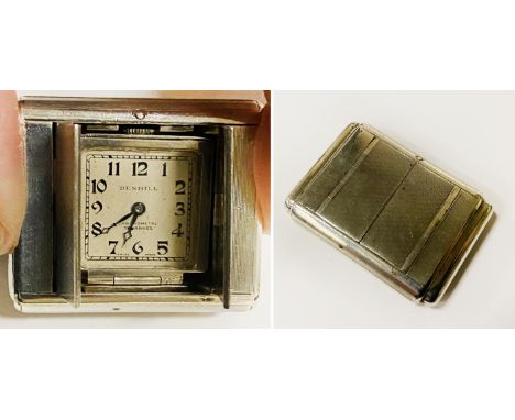 ART DECO HM SILVER DUNHILL SQUEEZE TRAVEL CLOCK