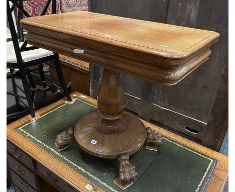WALNUT CARD TABLE WITH BULL &amp; CLAW FEET